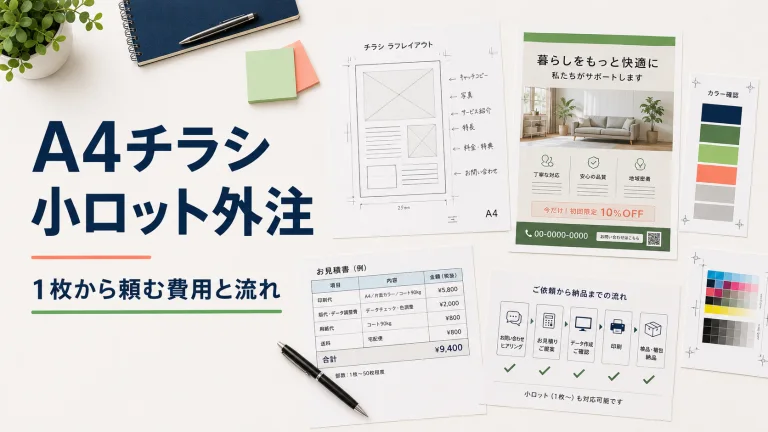 A4チラシや小ロットフライヤーの依頼範囲を整理するカバー画像