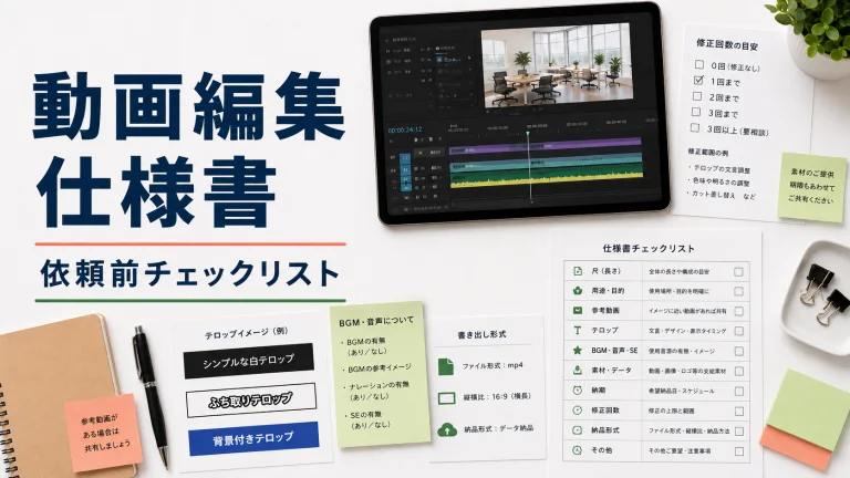 字幕、書き出し形式、納期、修正回数を確認するためのカバー画像